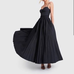 Goop G. LABEL Rosie Black Pleated Skinny-Strap Maxi Dress Size 6